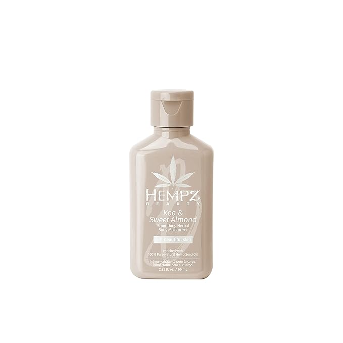 Hempz Smoothing Herbal Body Moisturizer, Koa & Sweet Almond, 2.25 oz - Lightweight Lotion with Hemp Seed Oil & Shea Butter, Vegan for Dry Skin