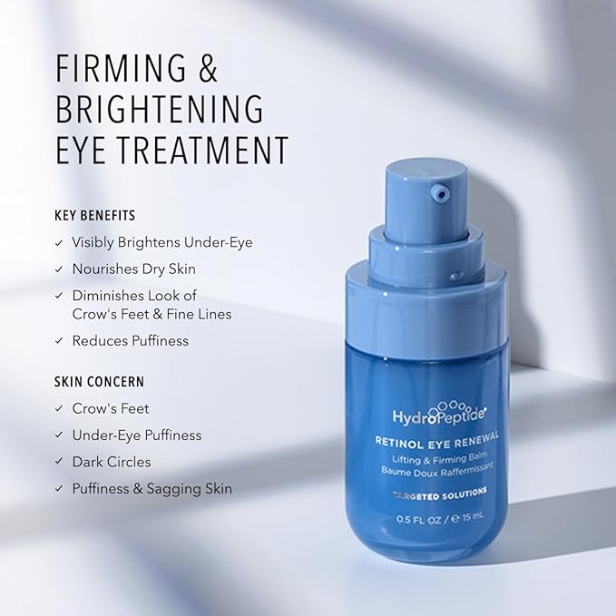 HydroPeptide : Retinol Eye Renewal Lifting & Firming Eye Balm with 0.65% Universal Tri-Retinol Complex Peptide Solution, 0.5 Ounce