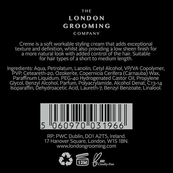 The London Grooming Company Define For Men | Strong All-Day Hold | Low Sheen Finish | Easy to Wash Out | 1.7 Fl Oz (50ml)