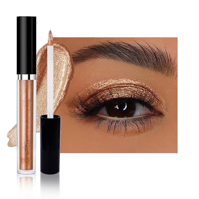 SUAKE Liquid Sparkling Glitter Eyeshadow Stick Pack - High Pigment Shimmer Metallic Eye Shadow, Long-Lasting, White Blue Black Gold Purple Bold Colors,Quicking-Dry (3#-Champange, Pack of 1)