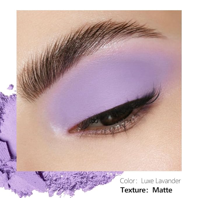 Matte Single Eyeshadow with Pressed Powder – Soft Pastel Purple, Highly Pigmented & Blendable, Magnetic Refill Pan, No Case Included, (Luxe Lavender)