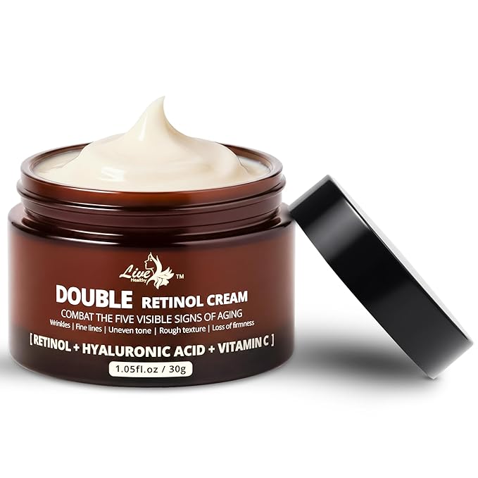Men’s Double Retinol Face Cream – Reduces Wrinkles, Anti-Aging Moisturizer | Collagen + Hyaluronic Acid + Vitamin E | Fine Lines & Improves Firmness | Eye Bags & Dark Spot Remover | 30g