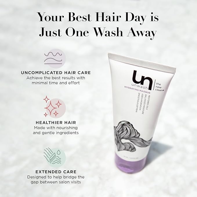Unwash Hydrating Hair Masque - Deep Conditioning & Restorative Hair Treatment for Damaged, Dry & Colored Hair, Sulfate & Paraben Free, Made w/Argan and Coconut Oils, 2.5 fl oz