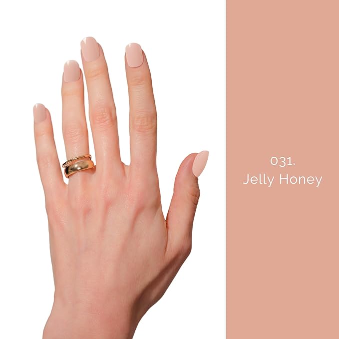 NAILOG 20 Pcs Nude Pink Gel Nail Stickers Clear Extra Long Nail Wraps with Glossy Gel Finishing for Spring Summer, Jelly Honey