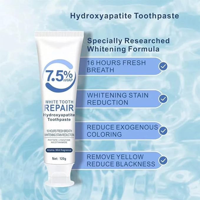Hydroxyapatite Toothpaste for Enamel Repair & Stronger Teeth, Gentle Mint Flavor, Fresh Breath, Daily Oral Care with Hidroxiapatita