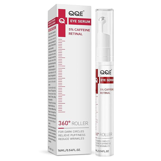 Retinol & Caffeine Eye Serum -360° Massage Roller for Puffiness,Eyebag Remover,Wrinkle Filler,Under Eye Cream For Dark Circles 0.54fl.oz (Pack of 1)