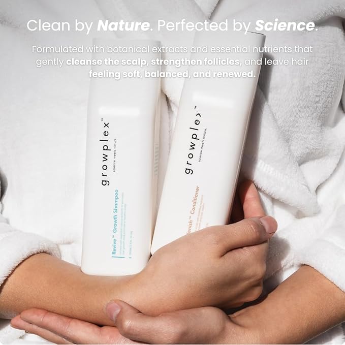 Growplex Revive Shampoo & Replenish Conditioner Bundle, Biotin Scalp Care System for Men & Women, Supports Fuller Thicker-Looking Hair Daily