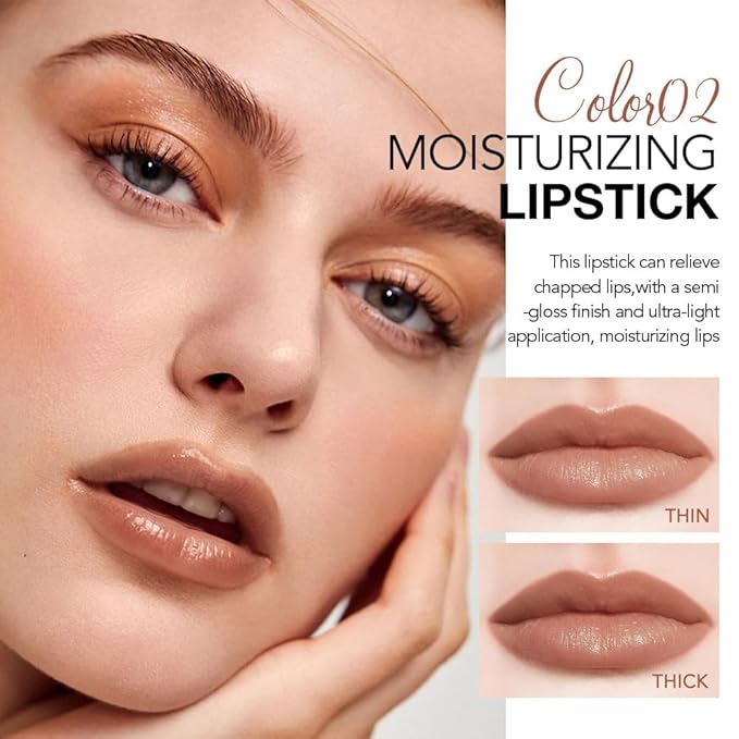 HHLTOH 1Pcs Tinted Lip Balm Moisturizing Lipstick – Waterproof Hydrating Matte Lip Balm for Women, Creamy Natural Color Stain for Dry Lips, Soft Matte Finish with Subtle Scent (#2 Sable)