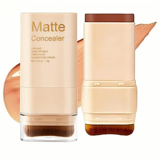 Matte Concealer Foundation Stick with Brush, Serum-Infused Tinted Moisturizer & Skin Tint, Lightweight Hydrating Concealer & Contour, Sheer-to-Medium Radiant Dewy Coverage, All Skin Types (09#)