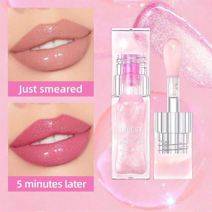 Hydrating Lip Gloss Transparent Lip Care,Magic Color Changing Moisturizing Lip Glow Oil Plumping Glimmer Glow Lipstick, Long Lasting Non-sticky Fresh Texture Lip Oil(Q2394-4#Change Color)