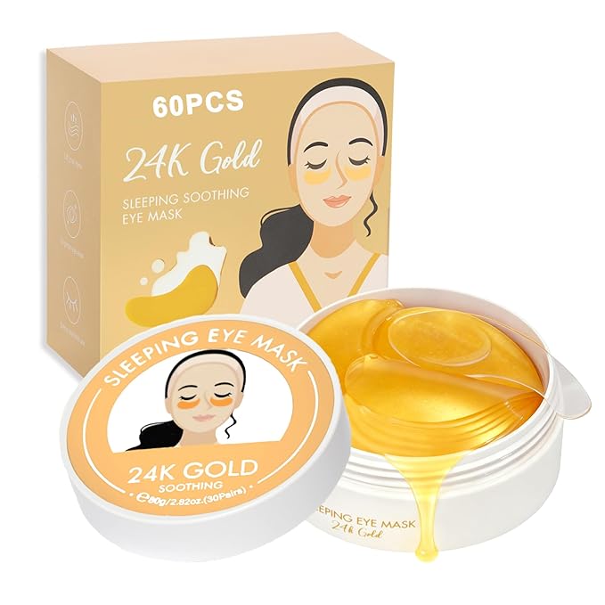 Belluxe 24K Gold Eye Mask – Firming Eye Gel Patches for Wrinkles & Dark Circles, Brightening Under Eye Care