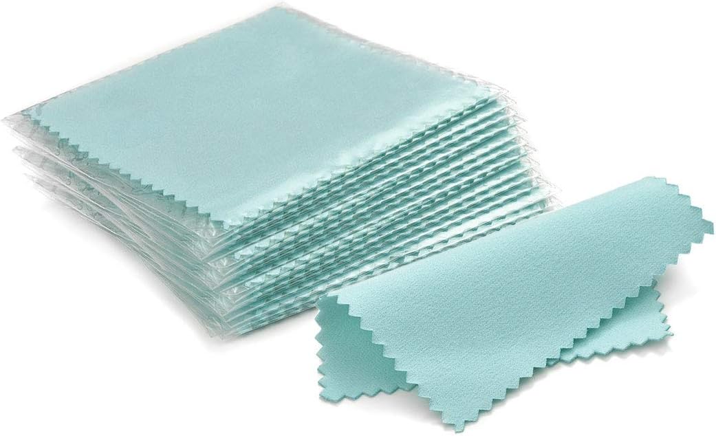 SEVENWELL 50pcs Jewelry Cleaning Cloth Pink Polishing Cloth for Sterling Silver Gold Platinum Small Polish Cloth 8x8cm