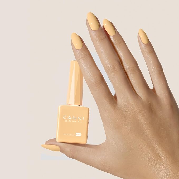 CANNI Pastel Yellow Gel Nail Polish, 1Pcs Pale Light Yellow Gel Polish Color High Gloss Soak Off U V Manicure Salon DIY