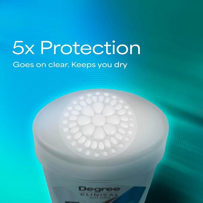 Degree Clinical Strength Antiperspirant Deodorant 96-Hour Sweat and Odor Protection Shower Clean Soft Solid 5x Types of Sweat 1.6 oz