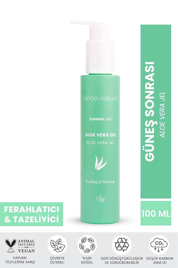 Bade Natural Aloe Vera After Sun Gel – Hydrating & Cooling Gel for Face and Body with Lavender and Mint Water – Soothes, Moisturizes, and Refreshes – 3.38 fl oz