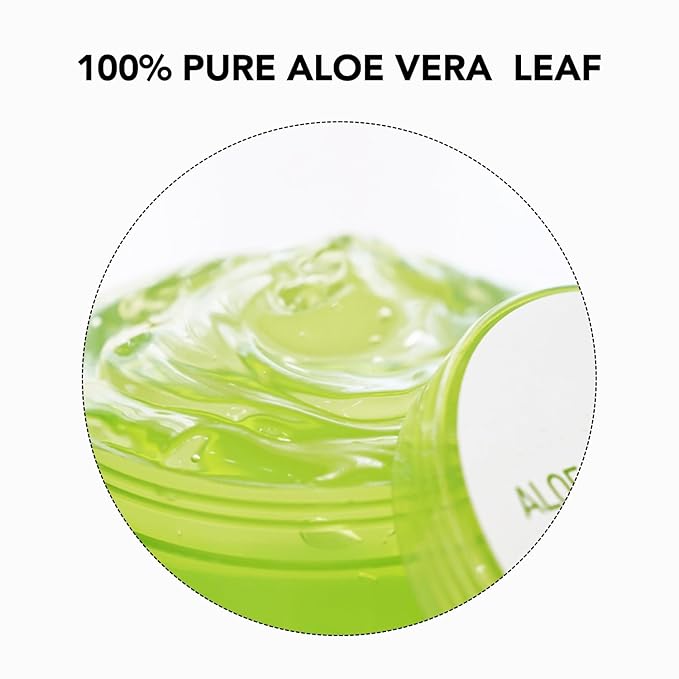 MIRACLAIR Aloe Vera Gel for Face, Skin, Hair & Sunburn Relief, Made with 100% Pure Aloe Gel for All Skin Types. Made in Korea. 300ml (10.1fl.oz) (1)
