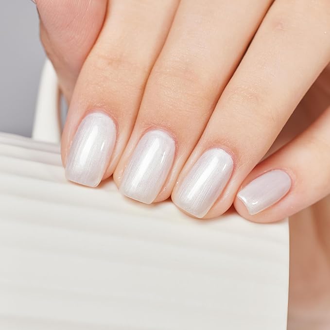 Pearl White Glitter Gel Polish 8ML Shimmer Mermaid Nail Gel Soak Off UV Gel for Salon, Home DIY Manicure