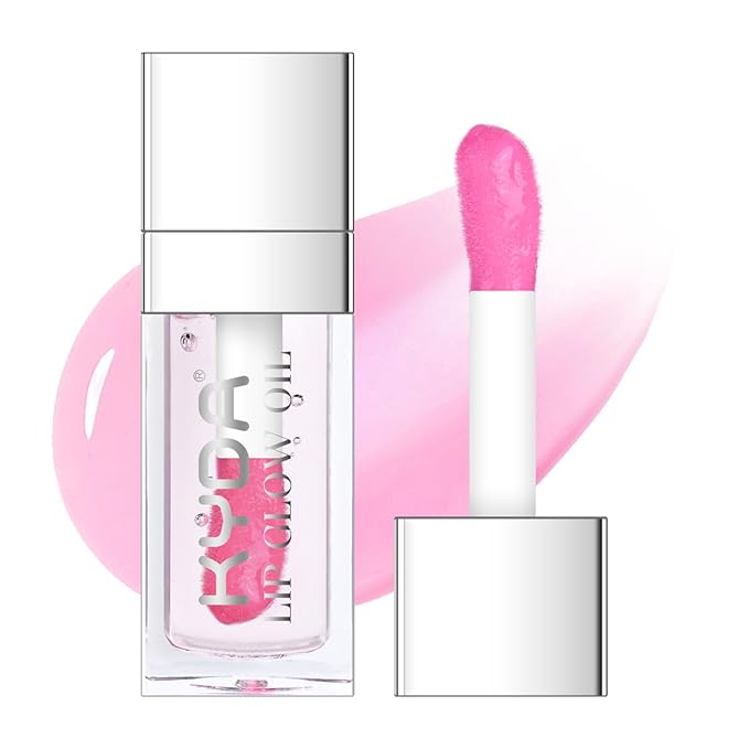 Magic Color Changing Lip Oil, Ph Temperture Change Hydrating Plumping Moisturizing Lip Oil Gloss, Smooth Lip Lines Plump Lip,Transparent Plumping Clear Glossy Balm Care 0.2Fl oz #Clear To Pink