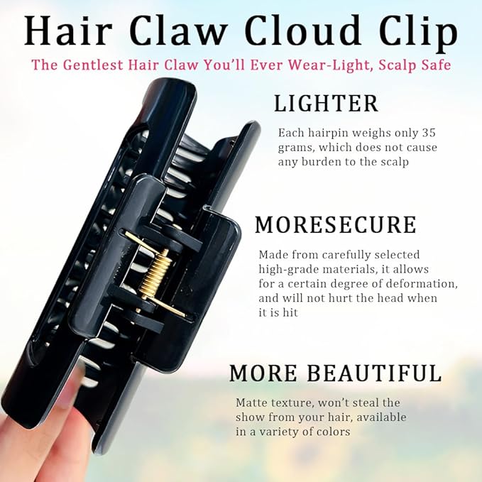 Fashion Hair Clips, Cloud Hair Pins for Women, 3.9 inch Hair Claw Clip for Thick/Fine/Thin/Curly Hairstyle, Amber 1 Pack
