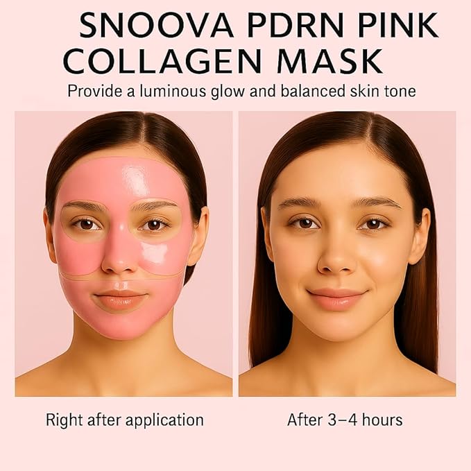 Snoova PDRN Pink Collagen Gel Mask | Overnight Hydrating & Firming Jelly Mask for Glass Glow Skin | Salmon DNA PDRN, Niacinamide & Collagen | Cooling, Brightening Skincare | 28g, 4 Pack