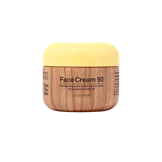 Sun Bum SPF 50 Face Cream Sunscreen with Zinc Oxide - Broad Spectrum Moisturizing Facial Sunscreen with Vitamin E - Hawaii 104 Act Compliant (Without Octinoxate & Oxybenzone) - Travel Size - 1 oz