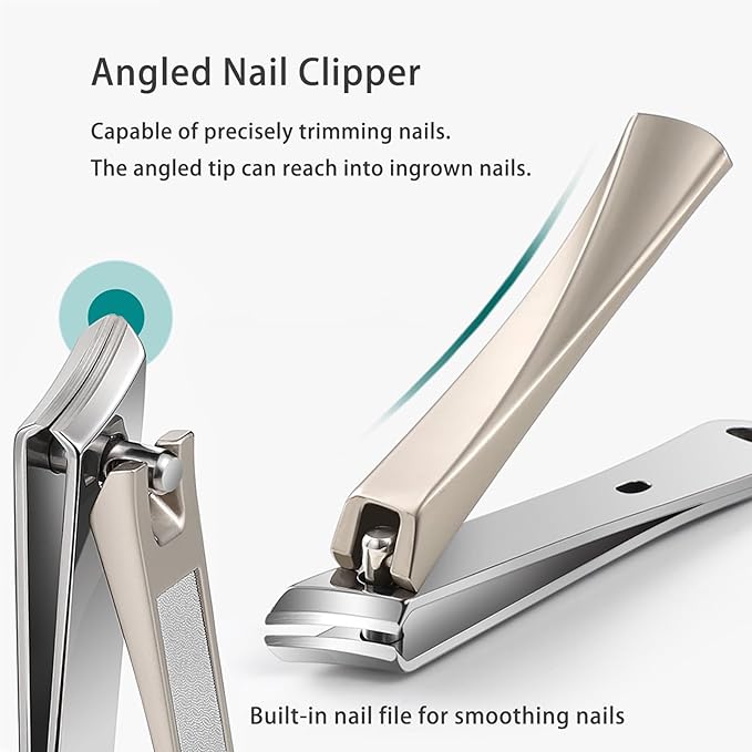 Toenail Clippers for Seniors Thick Toenails Angled Head Large Toe Nail Clippers Heavy Duty Ingrown Toenail Clippers with Wide Jaw Slanted Nail Trimmer Cutter