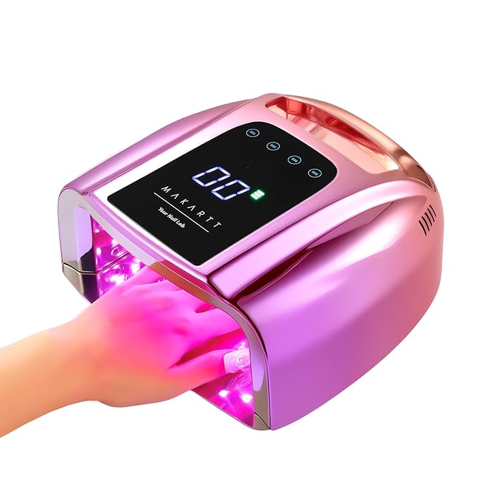 Makartt UV LED Nail Lamp - Fast Curing UV Light with Handle Nail Dryer with 42 Beads 4 Timers Cordless Rechargeable Lamp LCD Touchscreen & Smart Sensor(Gradient Purple)