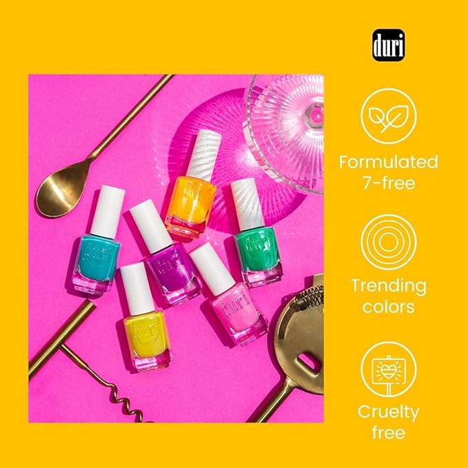 duri Nail Polish, 360 Bliss, Coral Orange Pastel, Full Coverage, Quick Drying, NEW Brush, 0.45 Fl Oz