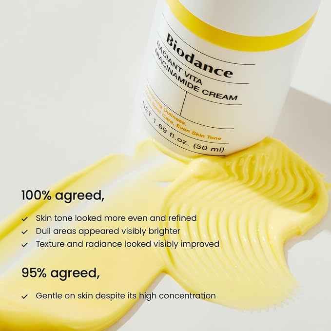 BIODANCE Radiant Vita Niacinamide Cream, Brightening, Dark Spot Correcting Facial Moisturizer, Korean Skin Care, Valentines Day Gifts for Her | 1.69 fl.oz, 50ml