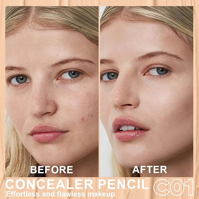 Multi-Use Concealer Sticks Contour Pencils, Light Medium Natural Beige Cream Eyeliner Pen, Matte Finish for Under Eye, Dark Circles, Conceal Blemish,Freckle,Aging Spot,Acne,Freckle, with Sharpener