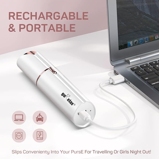 Facial Hair Removal for Women, Gurelax Electric Face Shaver, Painless Facial Hair Remover, Rechargeable Hair Removal Device for Lip, Chin with a Velvet Bag