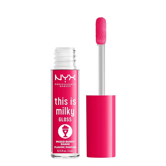 NYX PROFESSIONAL MAKEUP This Is Milky Gloss, Lip Gloss with 12 Hour Hydration, Vegan - Mixed Berry Shake (Raspberry)