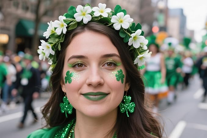 Green Face and Body Glitter Stick, Holographic Neon Outfit Singer Concert Sparkling Rave Festival St Patricks Day Accessories Glitter Makeup.