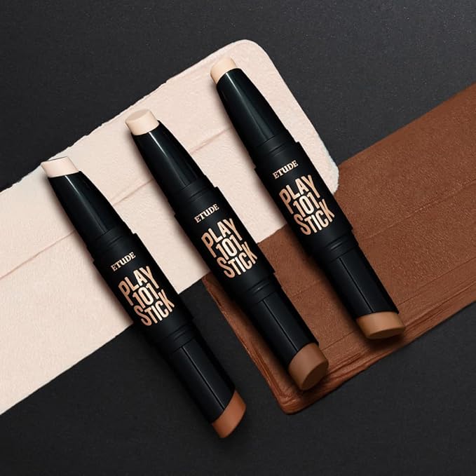 ETUDE Play 101 Stick Contour Duo - Intense | Creamy Shading and Highlighter Duo for Easy Contouring Makeup, Kbeauty, Korean Makeup, Perfect for Gift