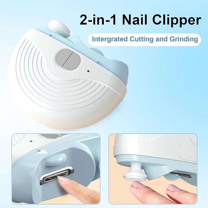 Electric Nail Clippers for Seniors,Smart Nail Clippers 2026 New 3 in 1 Electric Toenail Clipper with Polishing and LED Light, 3 Adjustable Speeds Smart Toenail Clipper for Adults,Baby (Blue)
