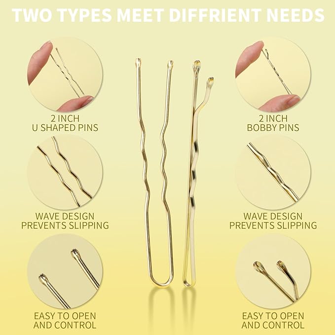 Teenitor 100Pcs Blonde Bobby Pins, Bobby Pins Blonde Gold Hair Pins, Gold Hair Pins for Women 2inch