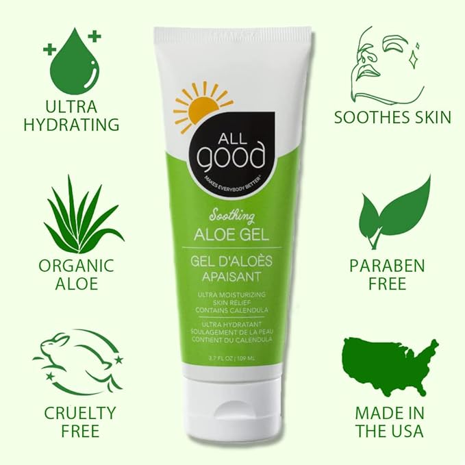 All Good Sport Mineral Sunscreen & Aloe Gel Bundle - UVA/UVB Broad Spectrum SPF 30+, Water Resistant - Includes (2) SPF 30 Sport Sunscreen and (1) Aloe Gel