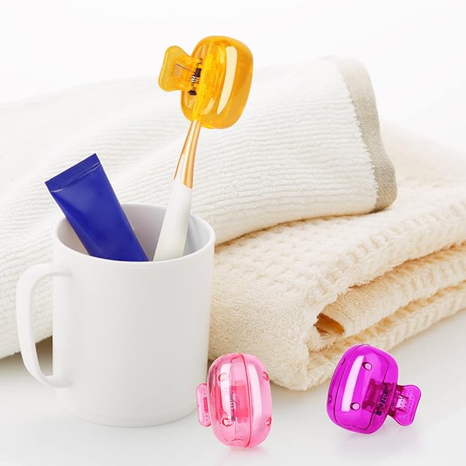 6 Pack Toothbrush Covers Portable Toothbrush Protector Coverings Clips Travel Protector Plastic Brush Pod Protection Clip Case Tooth Brush Covers for Kids Bathroom Home Travel Supplies