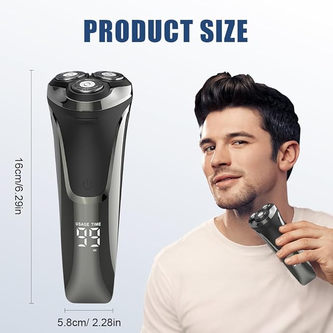 Snapbuy Electric Razor for Men, 2025 New Electric Razor 4D Rotary, Ipx7 Waterproof Electrics Razors, Wet & Dry Rechargeable Electrics Shaver LCD Display (3)