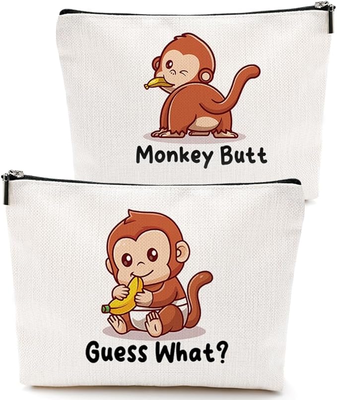 Funny Cute Makeup Bag Monkey Gifts for Girls Monkey Supplies Accessories Cosmetic Bag for Women Girls Daughter Animal Lovers Sister Best Friends Pet Coworker Graduation Mothers Day Christmas Birthday