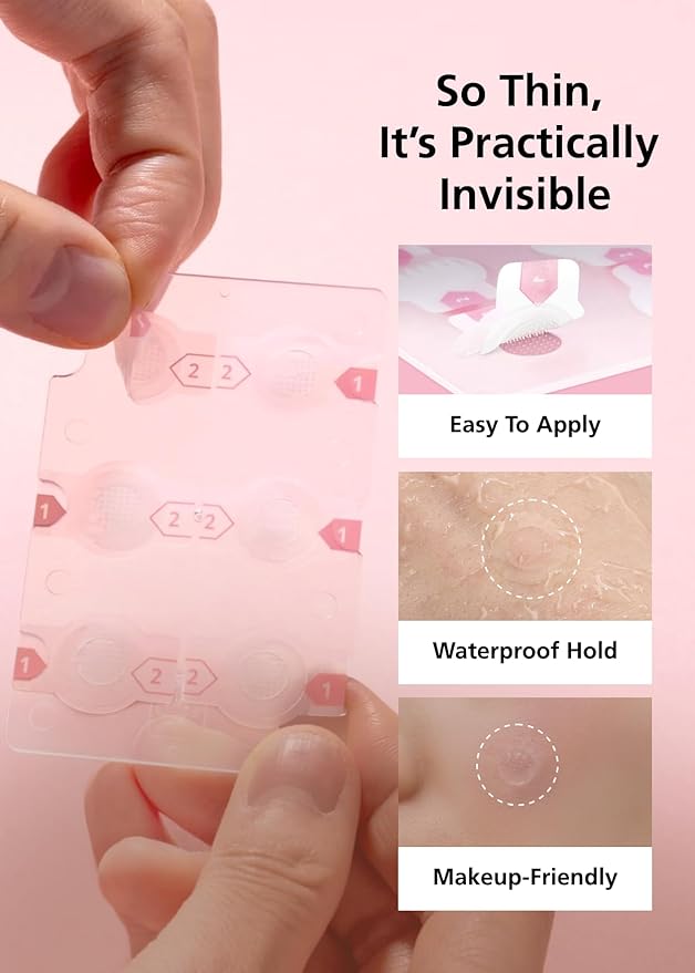 EasyDerm Real Calming Pimple Patches, Clear | Niacinamide, Hyaluronic Acid, EGF Acne Dark Spot Care, K-beauty | 6 counts, Micro Point length : 285μm