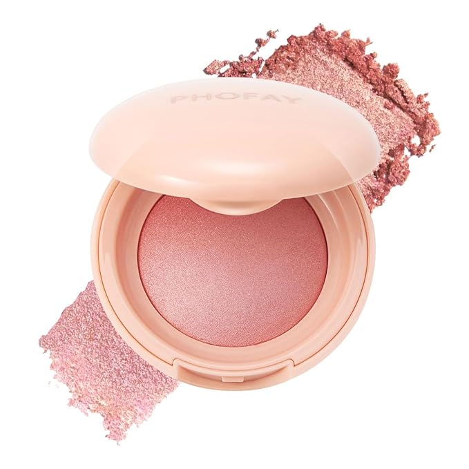 PHOFAY Luminous Blush Powder-Multi-Use Formula,Ultra-Fine & Smooth,2-in-1 Baked Blush Highlighting Powder Blush Buildable Face Makeup Shimmer Finish,Long-Lasting Wear with Natural Luminous Glow (05#)