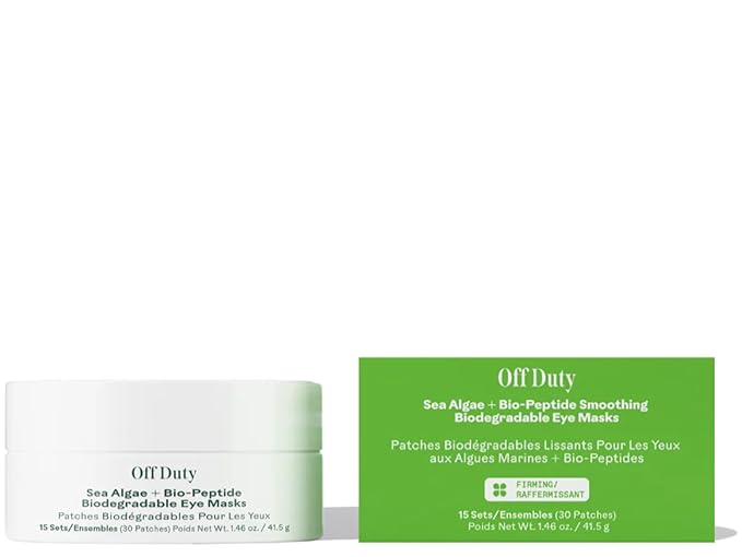 Three Ships - OffDuty Sea Algae + Bio-Peptide Smoothing Biodegradable Eye Masks | Firm, Smooth, Refresh Under Eye Skin | Cruelty-Free, Vegan, Paraben-Free, Sensitive Skin Safe (30 Sets | 2.96 oz)