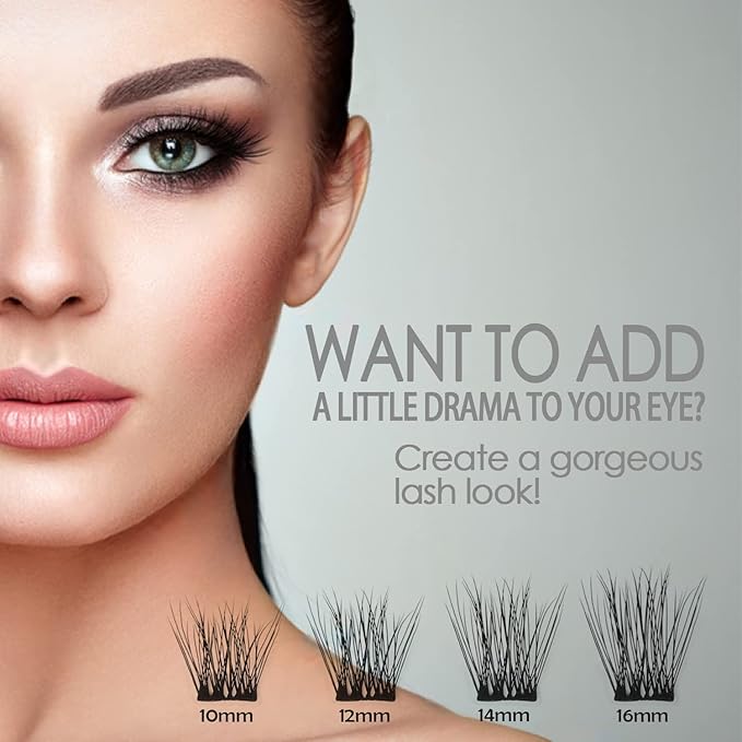 Lash Clusters, DIY Eyelash Extension, Reusable Volume Individual Lashes, Wispy Fluffy Artificial Natural Look for Cluster Lashes, C Curl Lashes Pack (Volume-16mm)