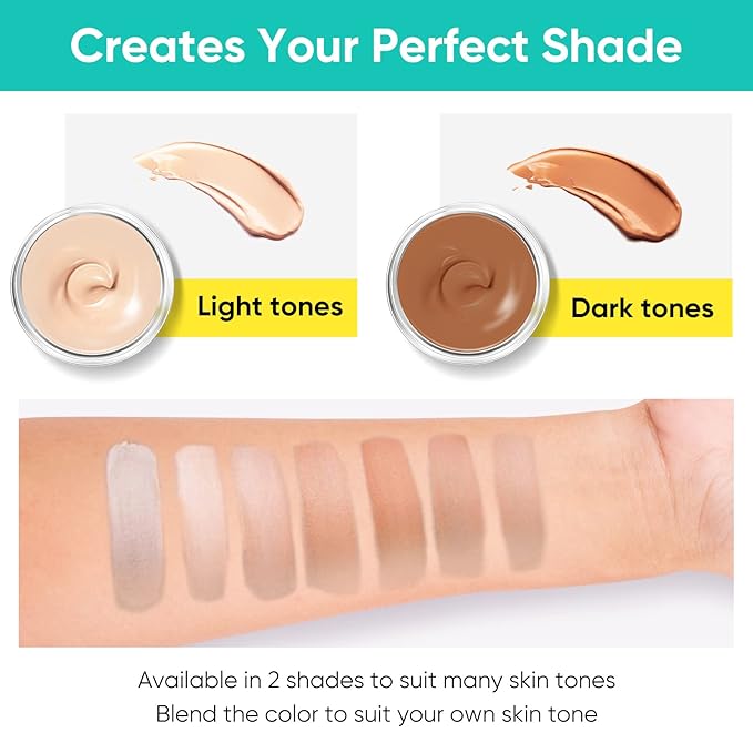 Tattoo Cover Up Makeup, 2 Colors Waterproof & Sweatproof Tattoo Cover Up Makeup, Long Lasting and Invisible Body Makeup Suitable for Vitiligo, Dark Spots, Scars-Natural