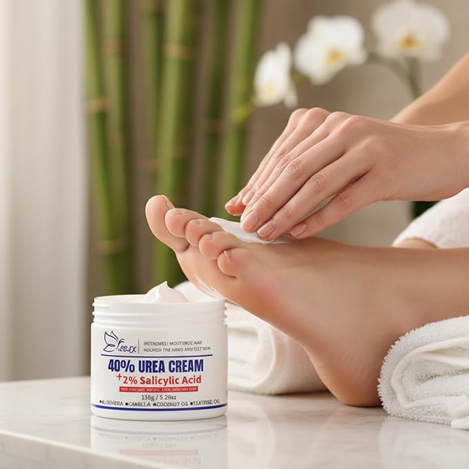 Urea Cream 40 Percent for Feet Maximum Strength, Urea Cream 40% Plus Salicylic Acid 2% for Rough, Dry, Thick & Cracked Skin, Deep Hydration, Non-Greasy, 5.29 Oz