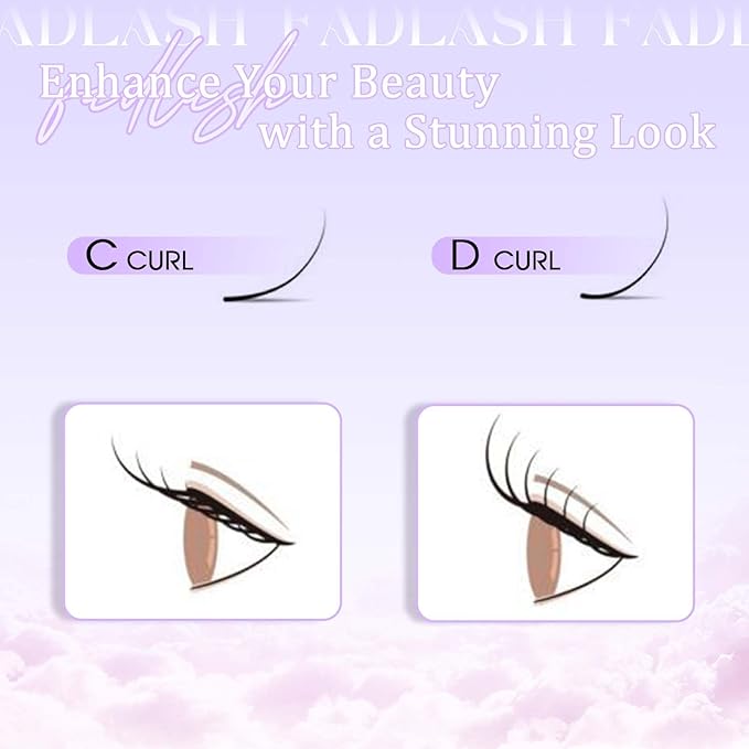 FADLASH Premade Lash Fans C Curl Premade Fans Eyelash Extensions 14D 0.07 Volume Lash Fans Premade Handmade Premade Lash Extensions Fans (14D-0.07C-14mm)