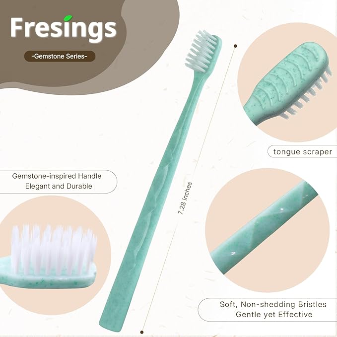 60 Pack Premium Disposable Toothbrush with Tongue Scraper – Individually Wrapped Bulk Travel Toothbrushes, Soft Bristles for Guests, Hotel, Vacation Rental, Home & On The Go,4 Colors