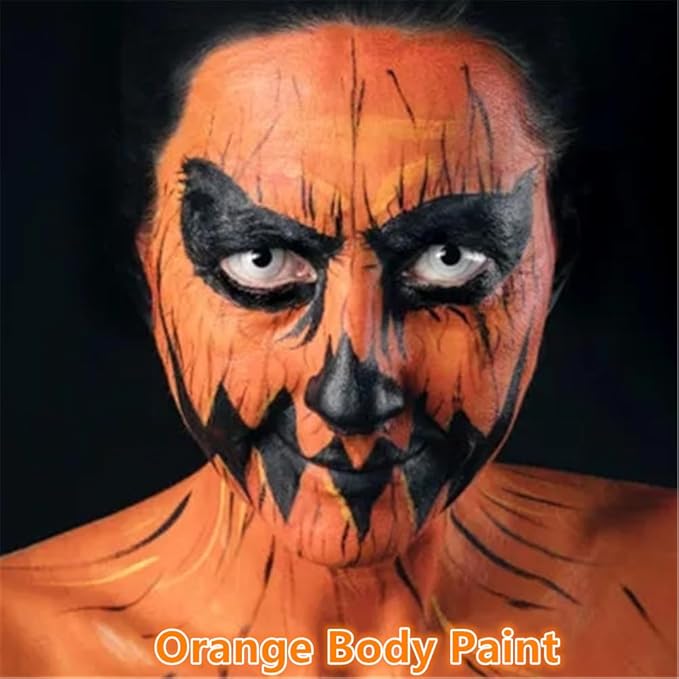 Go Ho 6 Colors Orange Face Body Paint,Cream Washable Formula Face Painting for Halloween Cosplay,Body Paint SFX Makeup Palette,Professional Face Paint White Orange Yellow Makeup