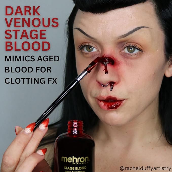 Mehron Makeup Stage Blood | Realistic For Halloween | Washable Fake Blood for Special FX, Stage & Screen, Halloween, & Cosplay (9 oz) (Dark Venous)